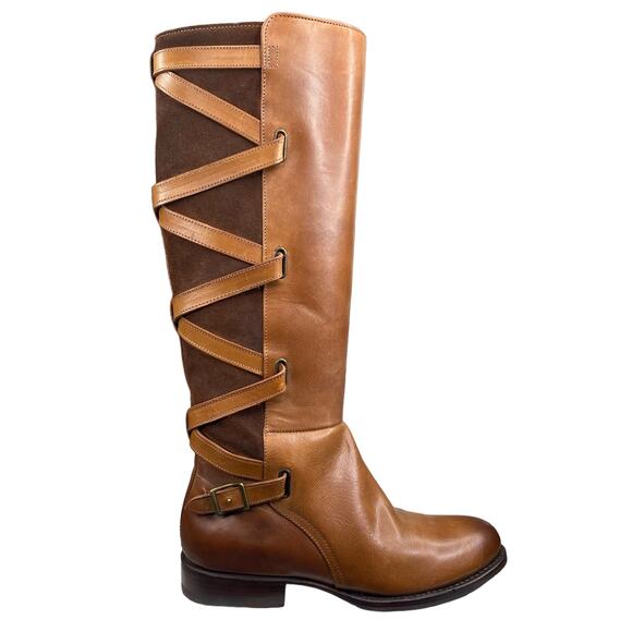 NWT FRYE Women's Jordan Brown Strappy Riding Boot Size US  7 - Picture 1 of 13
